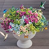 Faux Artificial Plants Flowers for Outdoor Planters Spring Summer Decor 16 Bundles Fake Eucalyptus Silk Daisy UV Resistant Realistic Used for Outside,Home,Front Porch,Patio,Yard Decorations