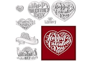 HEUREPPY Valentine's Day Clear Stamps for Card Making Love Hearts Words Banners Rubber Stamps Valentine Transparent Silicone Seals for Valentines Day DIY Scrapbooking Embossing Paper Card Album Craft Supplies