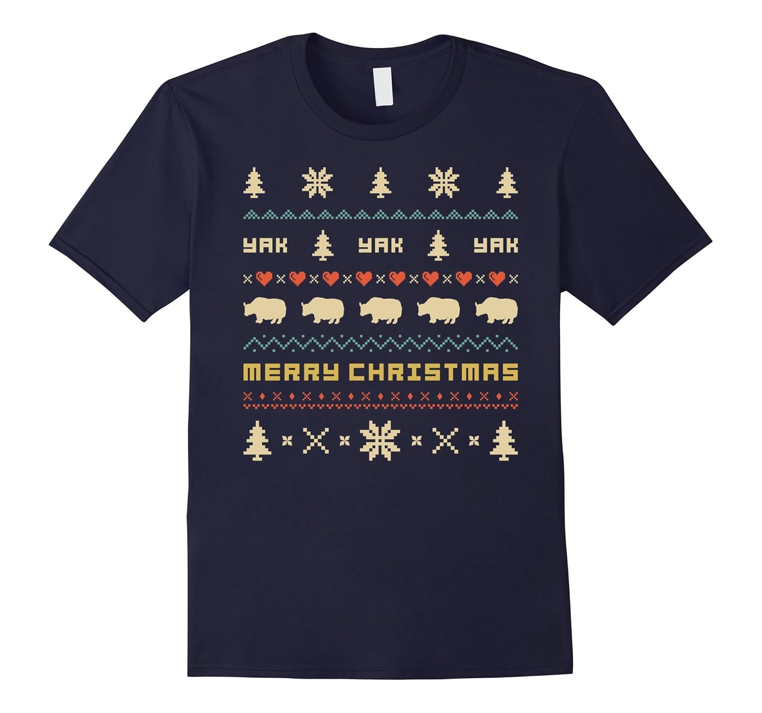 YAK Ugly Christmas Sweater Vintage Retro Style T-Shirt-ANZ