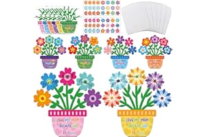 Kepeel 24 Sets Mother's Day Card Making Kit for Kids, Mother's Day DIY Flower Pot Handmade Greeting Cards with Envelopes for School Classroom Activities Project Mothers Day Make Your Own Crafts Gifts