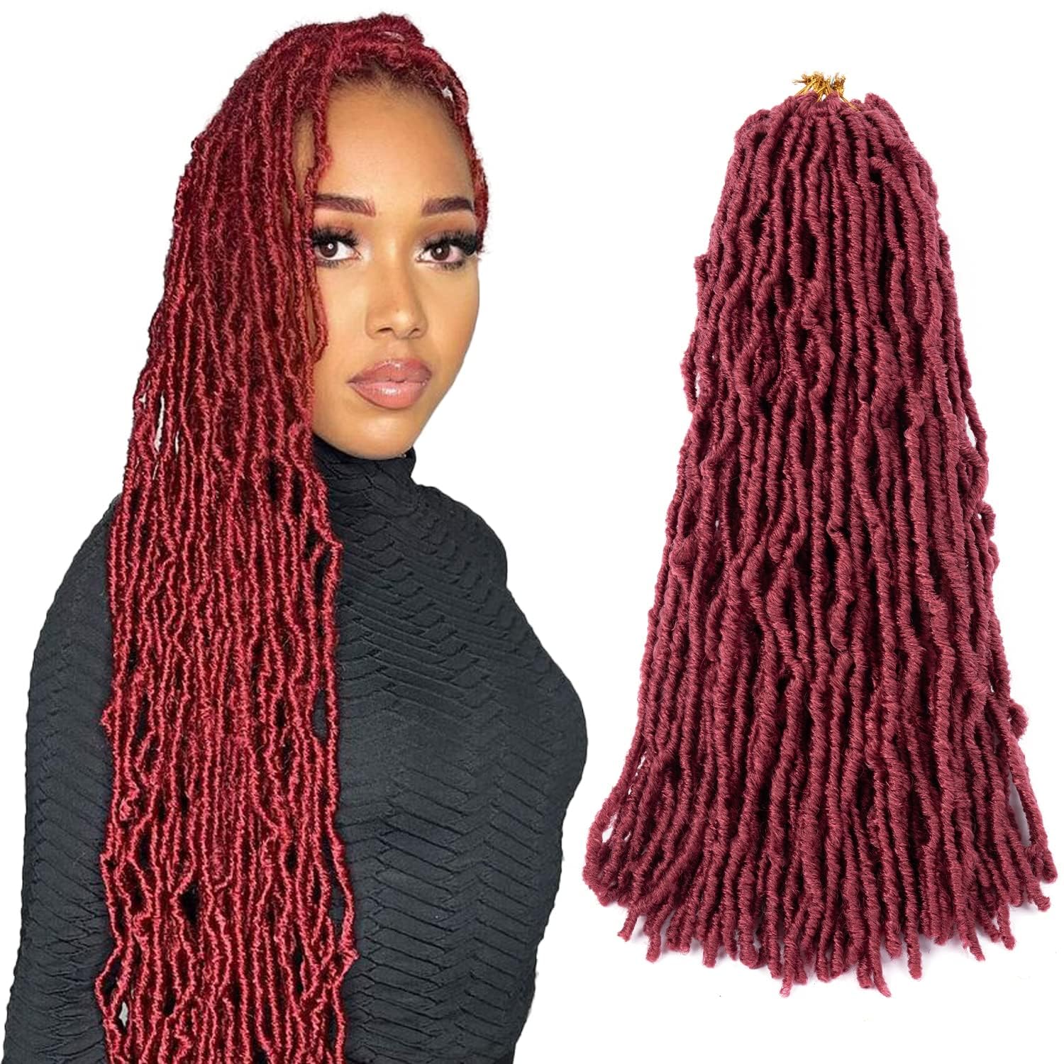 Ainimiu 18 Inch New Faux Locs Crochet Hair Soft Locs Crochet Hair Natural Faux Braids Pre-looped Synthetic Afro Roots Braid For Black Women