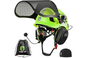GREEN DEVIL Forestry Safety Helmet Arborist Helmet Chainsaw Hard Hat with Built-in Visor Mesh Face Shield Ear Muffs and Helme