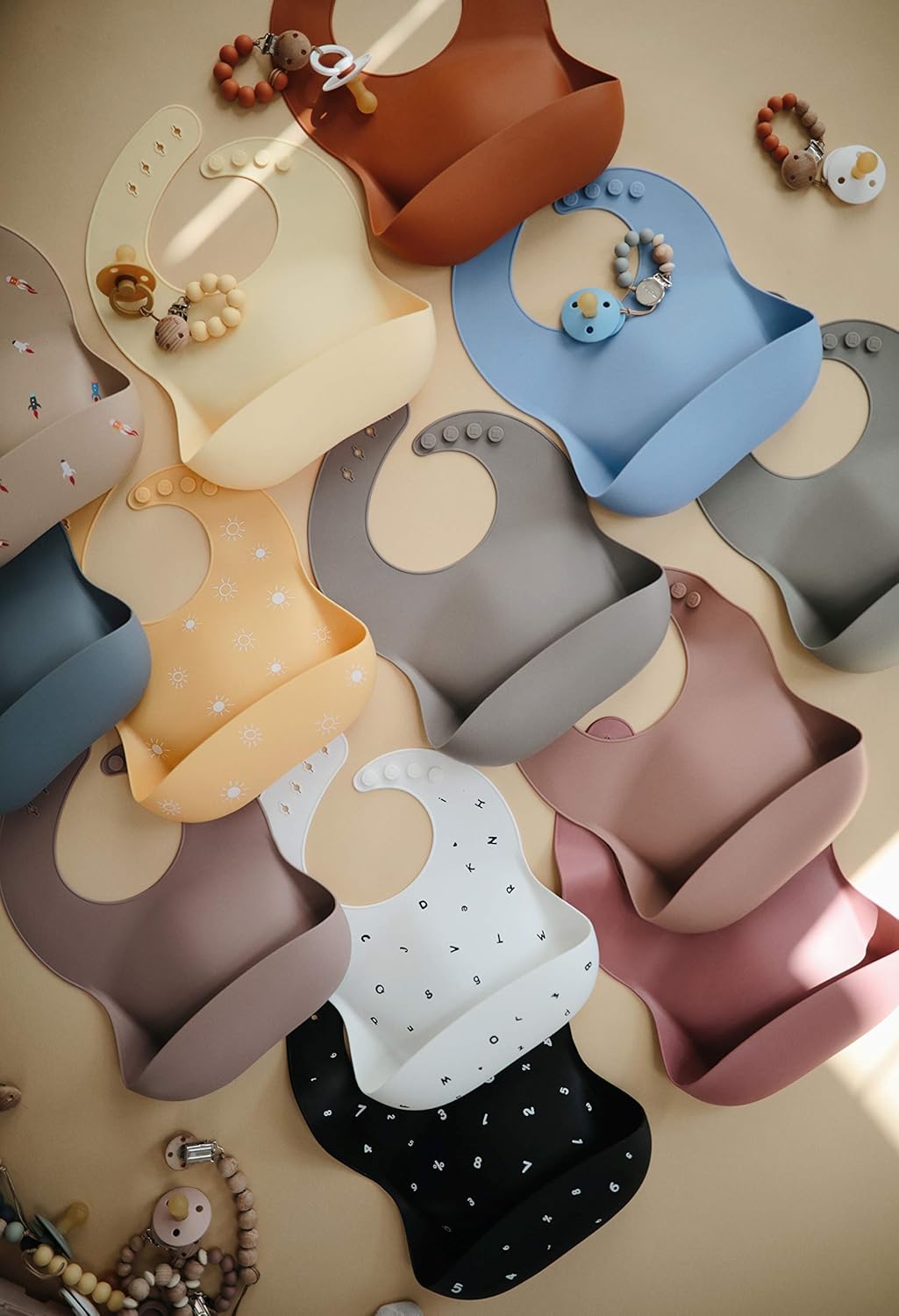 mushie Silicone Baby Bib | Adjustable Fit Waterproof Bibs (Rainbows): Baby