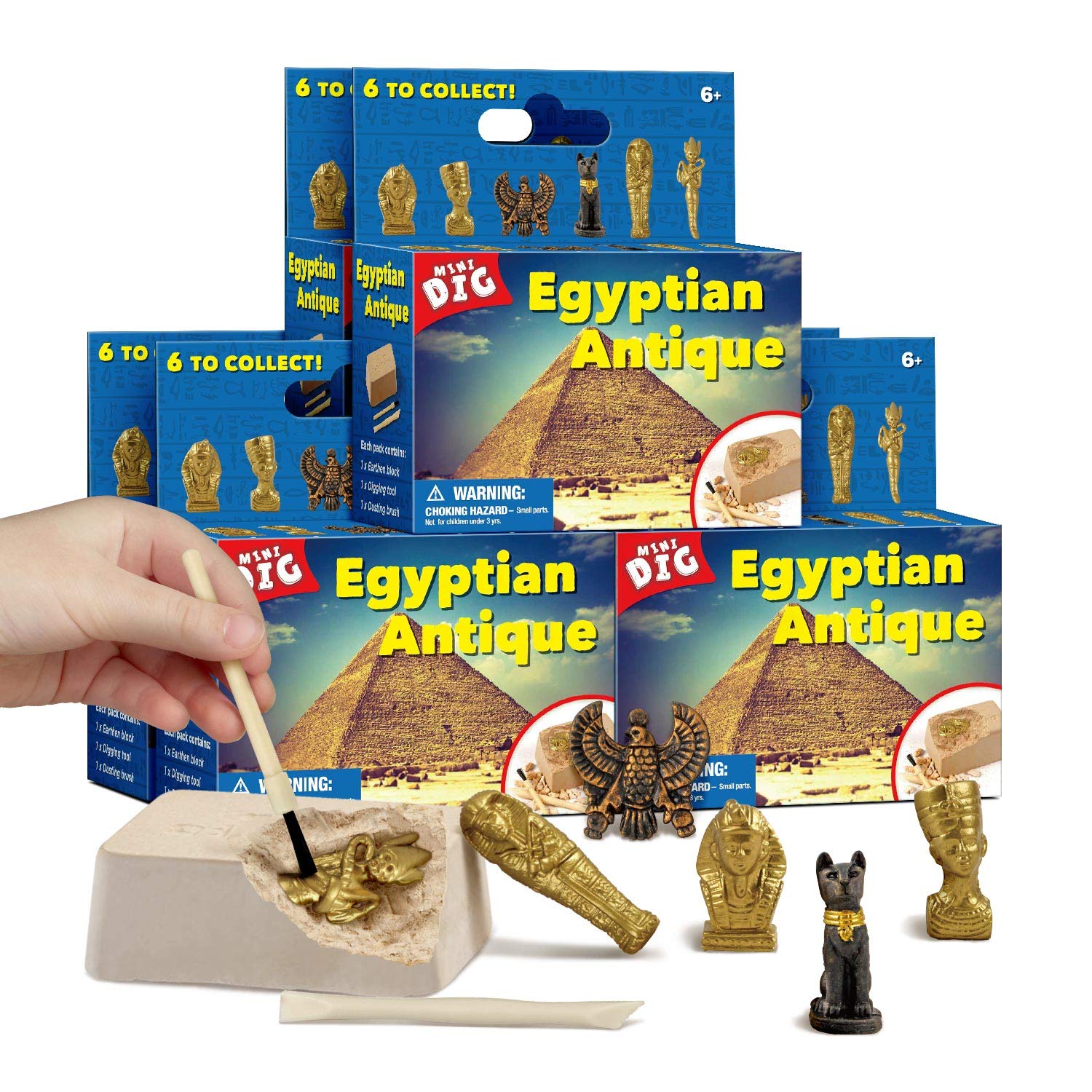 XXTOYS Egyptian Mummy Dig Kit - Ancient Egypt Excavation Set for Kids, STEM Science Educational Toys, 6 Collectible Styles, Archaeology Gifts for Boys Age 8-12