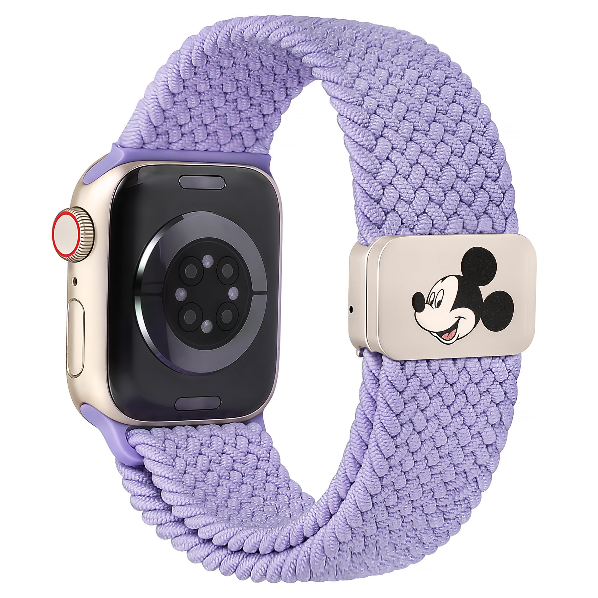Girovo Braided Cartoon Metal Magnetic Clasp Band Compatible with Apple Watch Bands 40/38/41/42mm Women Men, Stretchy Elastic Nylon Woven Sport Strap for iWatch Series 11 10 9 8 7 6 5 4 SE 3 2 1