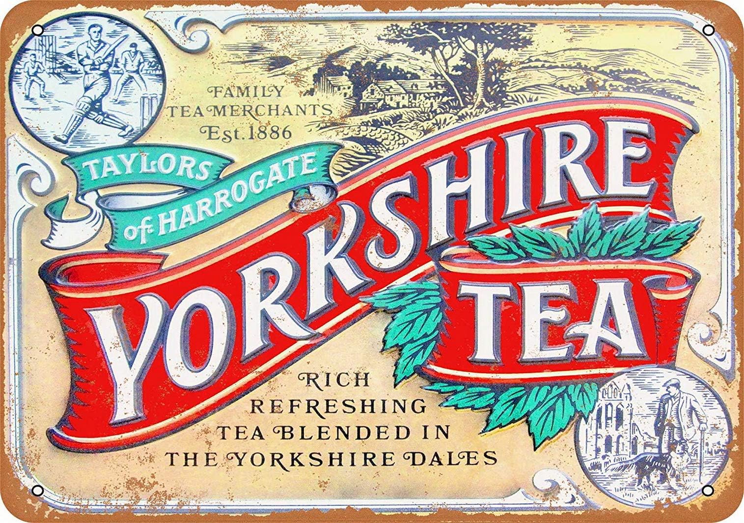Weytff 8 x 12 Metal Sign - Taylors of Harrogate Yorkshire Tea Pub Home Decor Metal Tin Sign