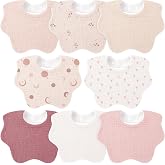 Bearmoss Baby Bibs for Drooling &amp; Teething 8 Pack Muslin Cotton Bibs | Soft, Absorbent,Adjustable,Unisex Bibs Boys Girls,0-36 Months