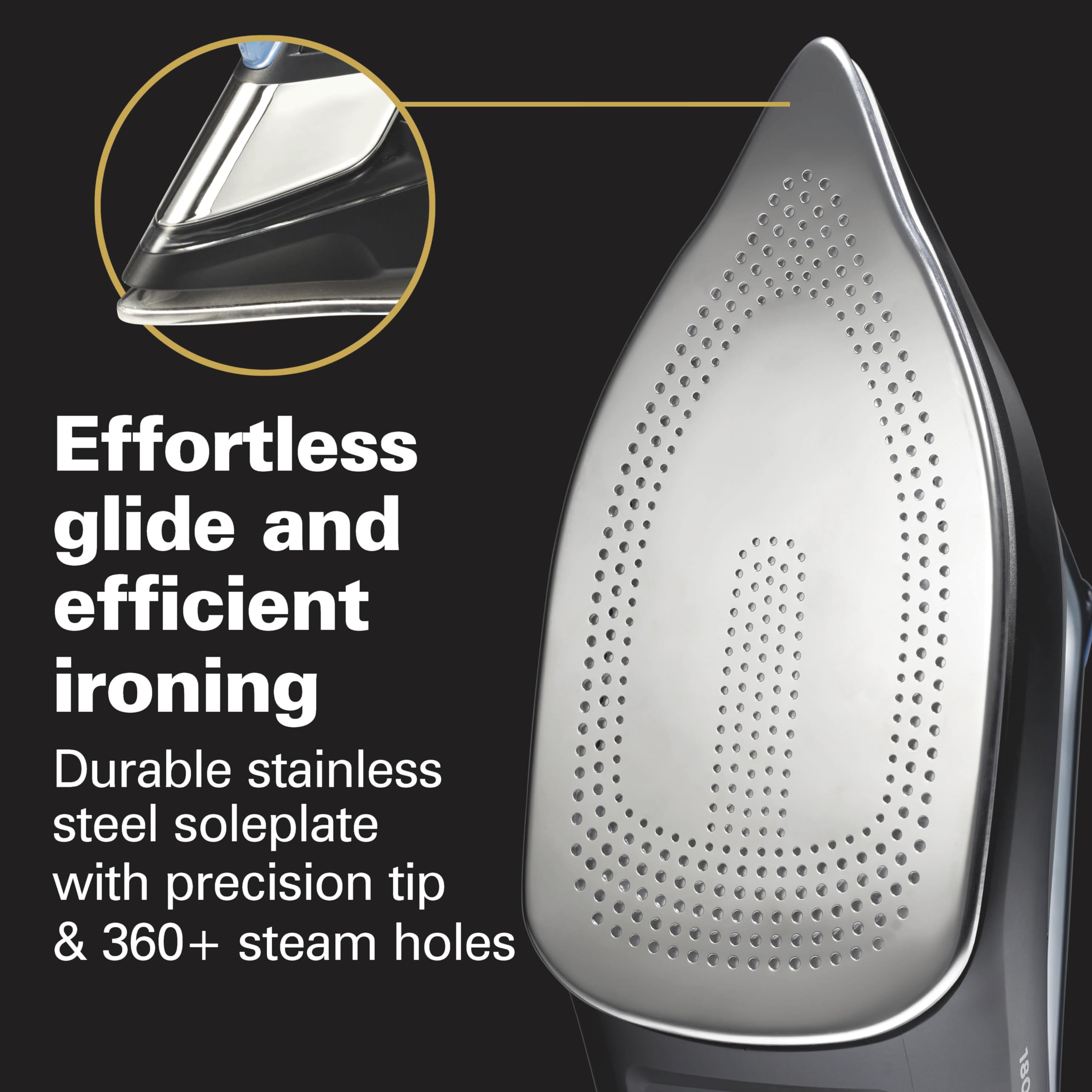Hamilton Beach Steam Iron for Clothes & Garment Steamer with Intuitive FabricIQ Touchpad, Durable Stainless Steel Soleplate, 3-Way Auto Shutoff, 1800 Watts, 350ml Water Tank, 10' Cord, Black (14950)