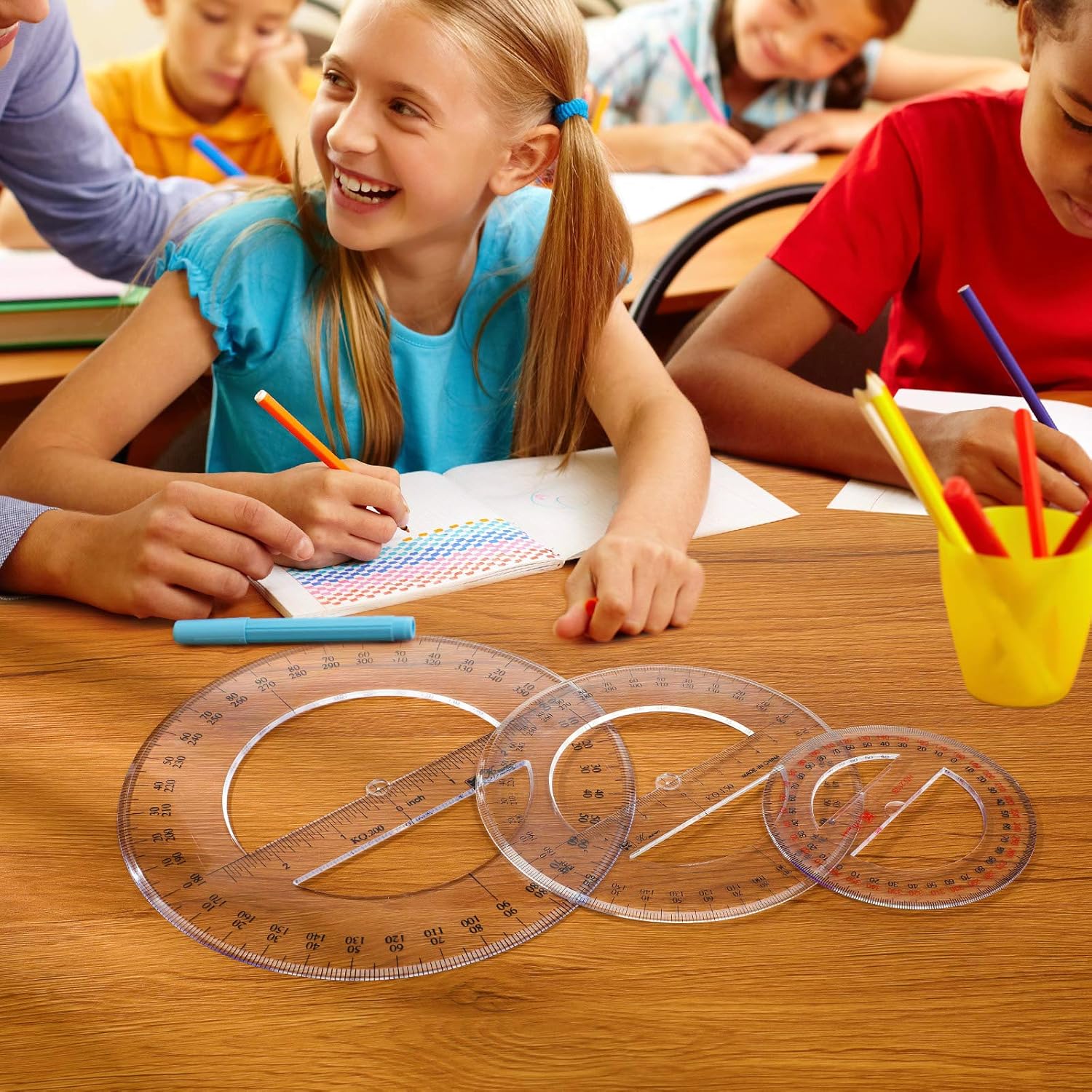 Multi-size Plastic Protractor 360 Degrees Math Protractors Clear Circular Protractors Mathematical Tool for Angle Measurement, Student School Office Supplies (4 Inch, 6 Inch, 8 Inch, 12 Inch): Home Improvement