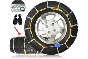 TASEYOK Auto Fixing Snow Chains, 2 x 12 mm, 30s Quick Installation of Tire Chains with Automatic Tensioner, Universal Emergency Tire Traction Chain for Cars, Pickups, and SUVs (HLN 90)