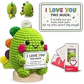 Gossby Valentines Day Gift for Wife Husband Boyfriend Girlfriend - Handmade Positive Dinosaur Crochet - Romantic Anniversary, Christmas, Birthday Couple Gift for Him Her - I Love You This Much