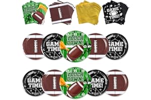 LANGASQUE Football Party Supplies Kit Serve 24, Football Party Decorations Include Football Paper Plates and Napkins for Football Birthday Party Decorations