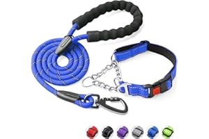 Duckygoo Dog Collar and Leash Set,Martingale Dog Collar with Quick Release Buckle,Reflective Dog Leash & Adjustable No Pull Dog Collar with Soft Breathable Neoprene Padded for Small Medium Large Dogs