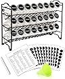 SWOMMOLY Spice Rack Organizer with 24 Empty Square Spice Jars, 396 Spice Labels with Chalk Marker and Funnel Complete Set, for Countertop, Cabinet or Wall Mount