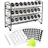SWOMMOLY Spice Rack Organizer with 24 Empty Square Spice Jars, 396 Spice Labels with Chalk Marker and Funnel Complete Set, fo
