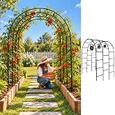 Thickened Tube 3-Layer, 88" H x 63" W x 44.5" D, Garden Arch Trellis Tunnel, Heavy Duty Metal Arbor for Climbing Plants, Outdoor Wedding Decorations, Black