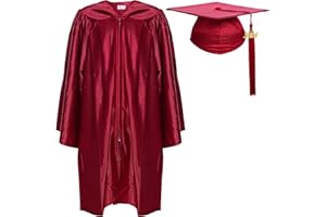 Newrara Unisex Shiny Kindergarten Graduation Gown Cap with Tassel (33, Maroon)