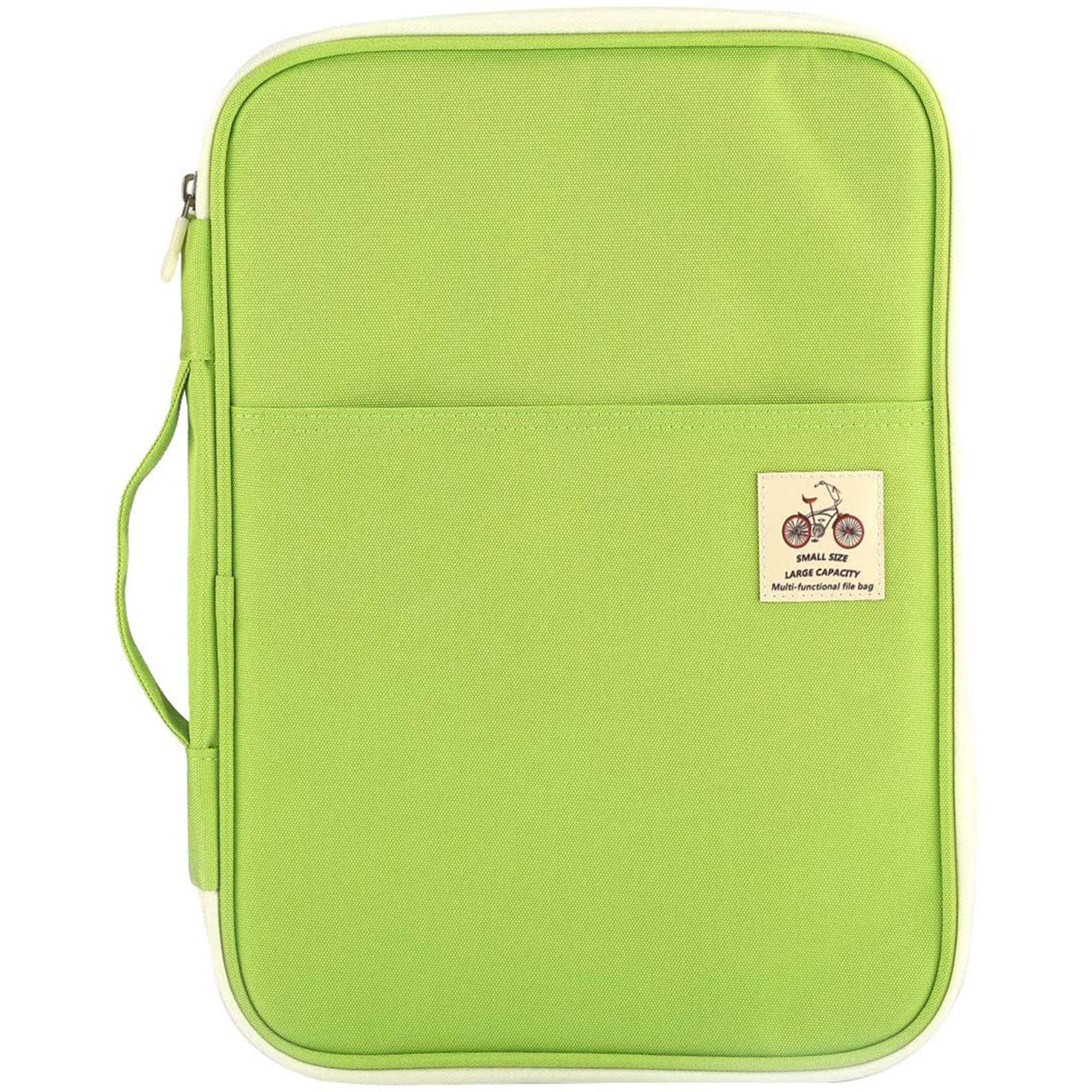 JAKAGO A4 Document Case,Conference Folder with Zip and Handle,Notepad Carrying Case with Various Pockets Suitable for Books/Notebooks/Papers/Pens/Ipad/Files(Green)