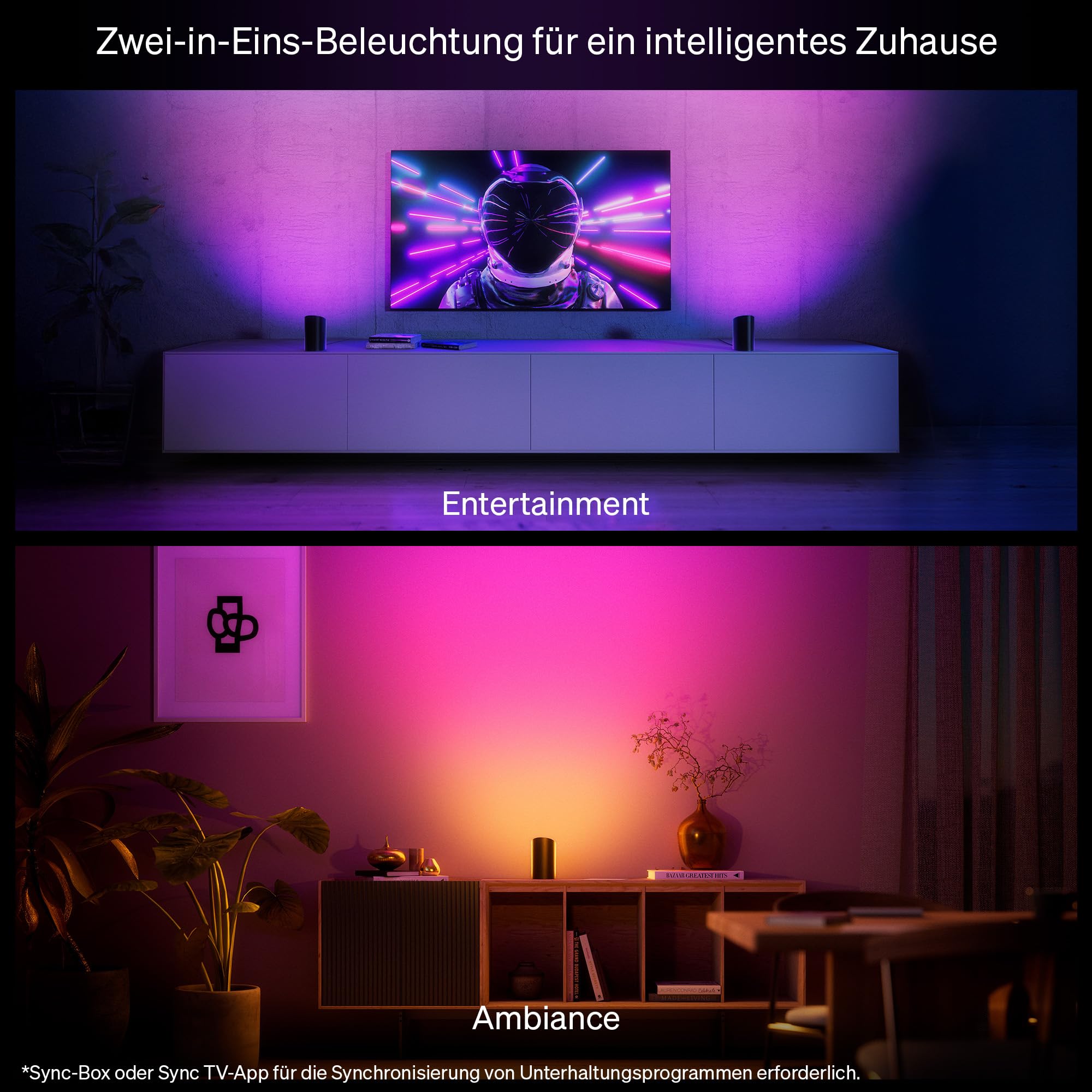 Philips Hue Play Smart Wall Washer Schwarz, Weiß & Farblicht mit ColorCast-Technologie, Bluetooth-kompatibel, Sprachsteuerung mit Alexa, Apple Home & Google Assistant, 1er Pack 7
