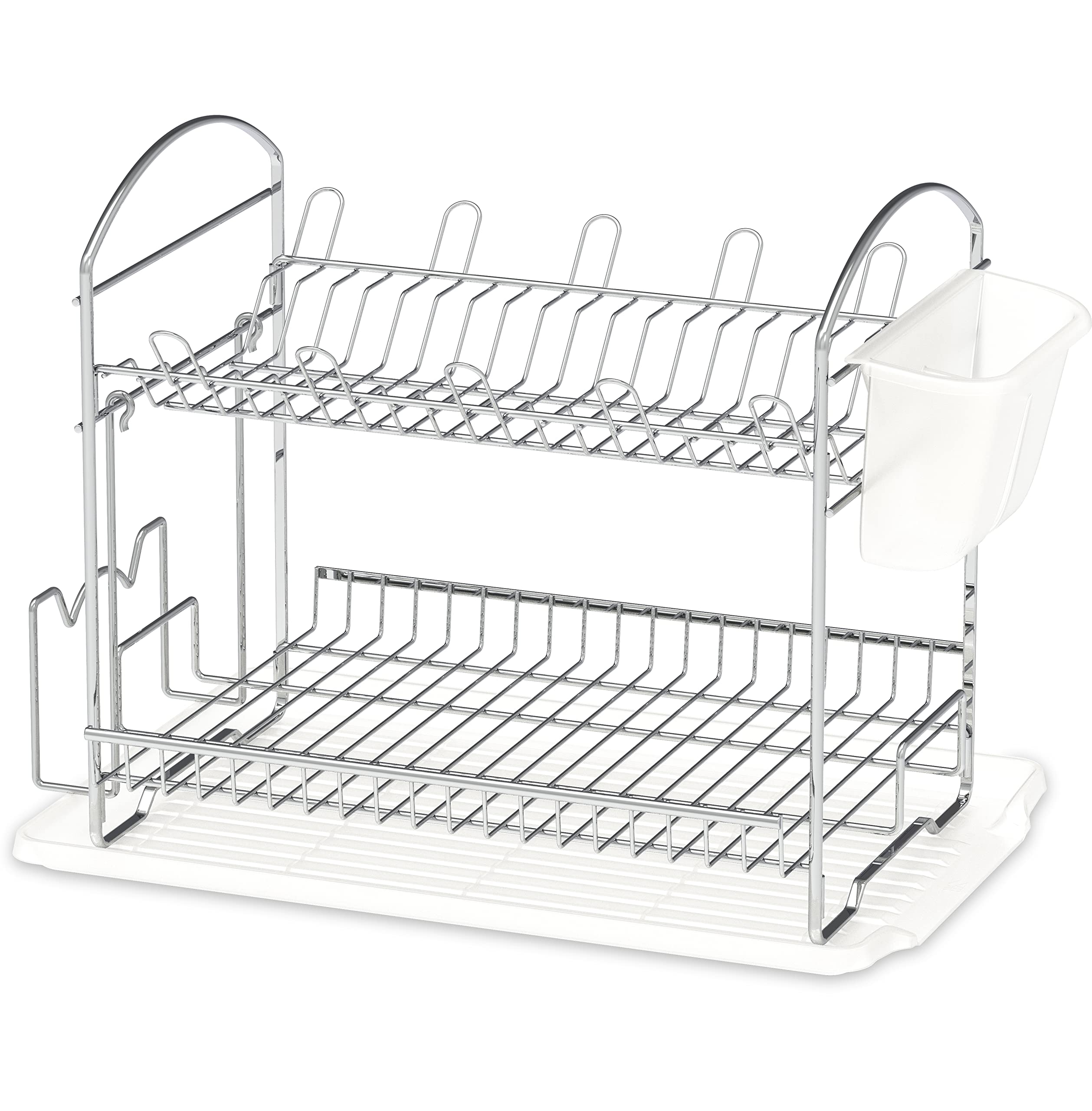 Photo 1 of Simple Houseware 2-Tier Stainless Steel Dish Rack with Drainboard, Chrome for Kitchen