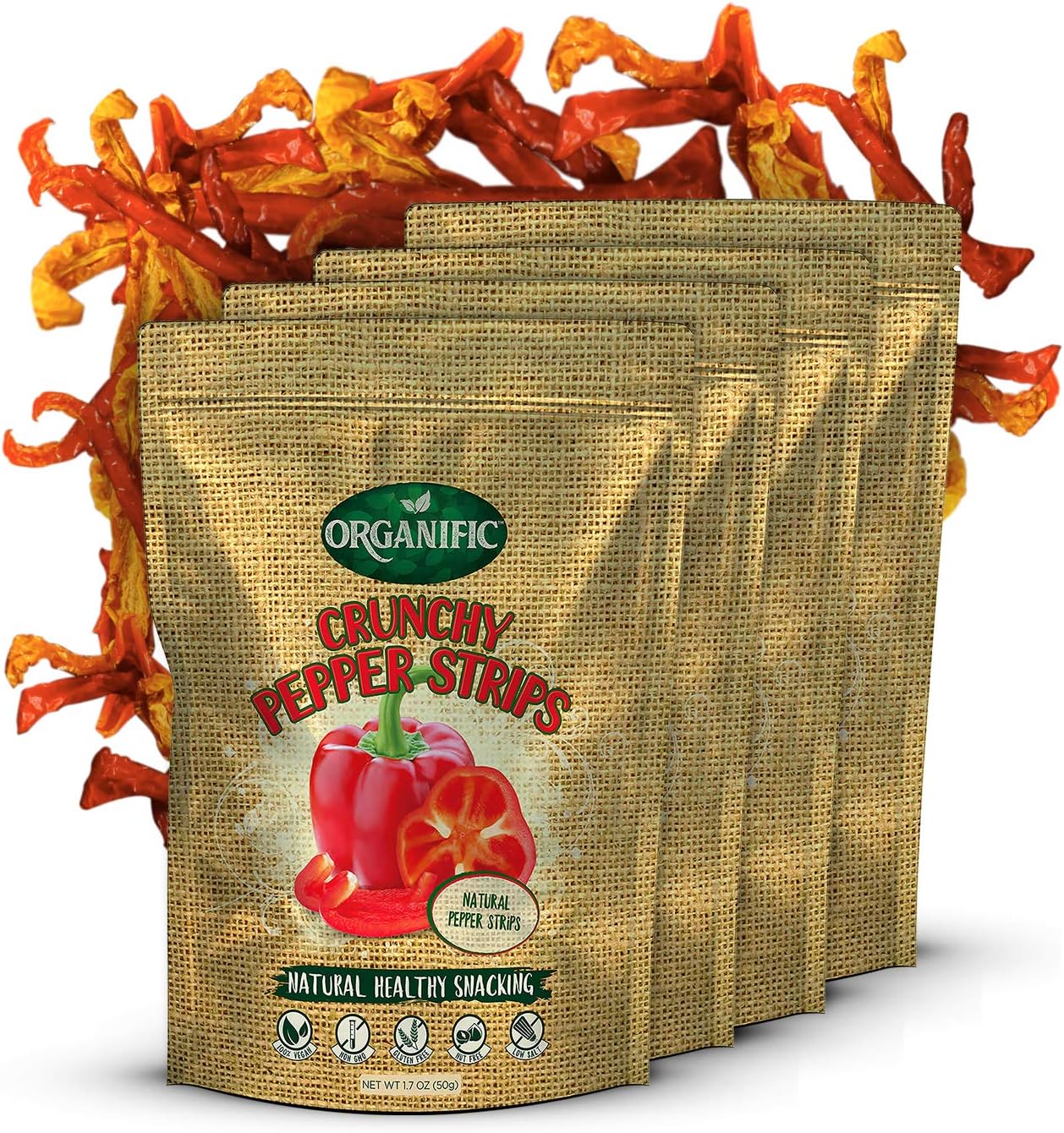 CRUNCHY PEPPER STRIPS - DEHYDRATED (Pepper, 4 pack)