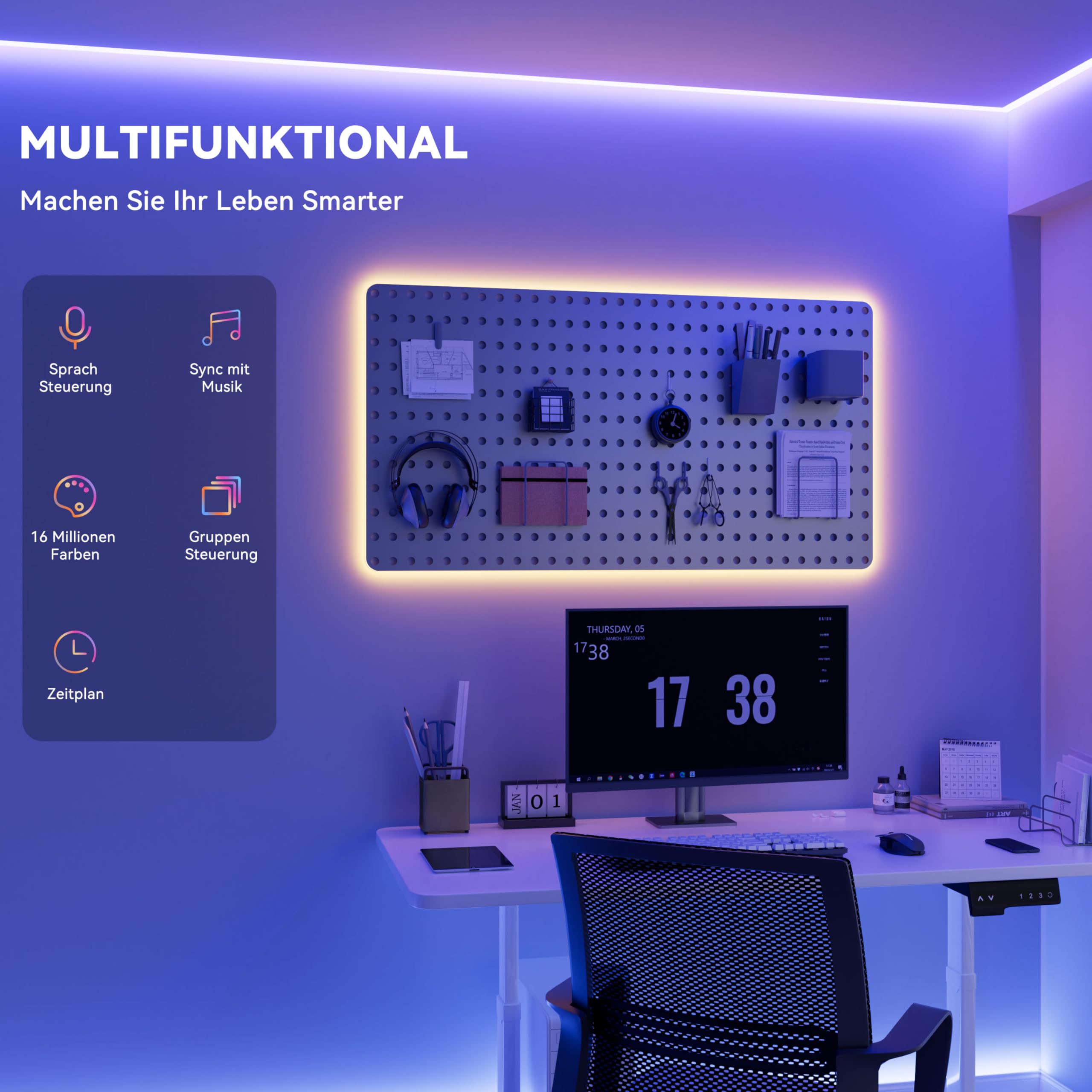 PAUTIX COB LED Streifen RGB 10M,Dimmbares 24V RGB LED Strip Light Selbstklebend,WIFI Funktioniert mit Alexa/Google Assistant/Tuya Farbe Wechselndes LED Band für Spielzimmer,Party DIY Dekoration 2