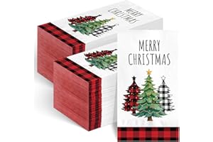 GIFTPIONEERS 100Pcs Christmas Paper Napkins, Christmas Party Guest Napkins, Disposable Holiday Party Hand Towels for Xmas Dinner Table Wedding Birthday Winter Party Decorations