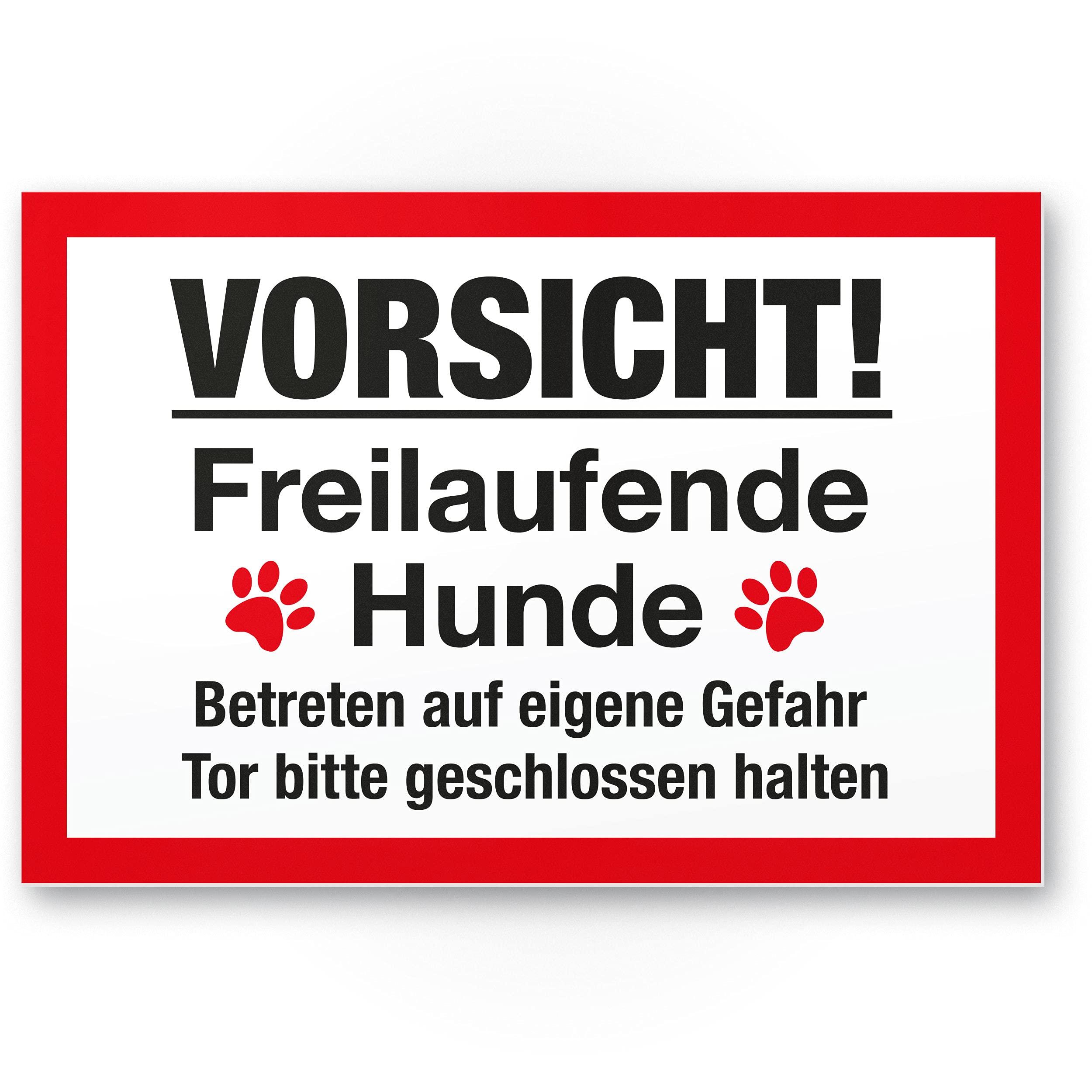 Careful Dog (white-red) – Plastic Dog Sign, Safety Sign Garden Gate / Garden Fence Door Sign, Front Door Warning Sign deterrence / Burglary Protection – Keep Gate Closed