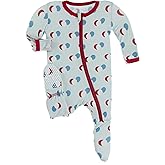 KicKee Footie with 2 Way Zipper in Celebration Prints, One-Piece Boy or Girl Baby Clothes