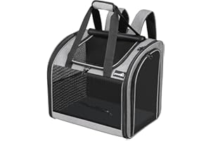 Pecute Cat Backpack with Widened Interior Space, Upgraded Dog Backpack Carrier with Various Ways to Carry, Pet Backpack with Breathable Mesh, Pet Travel Carrier with Soft Padded, Reinforced Support