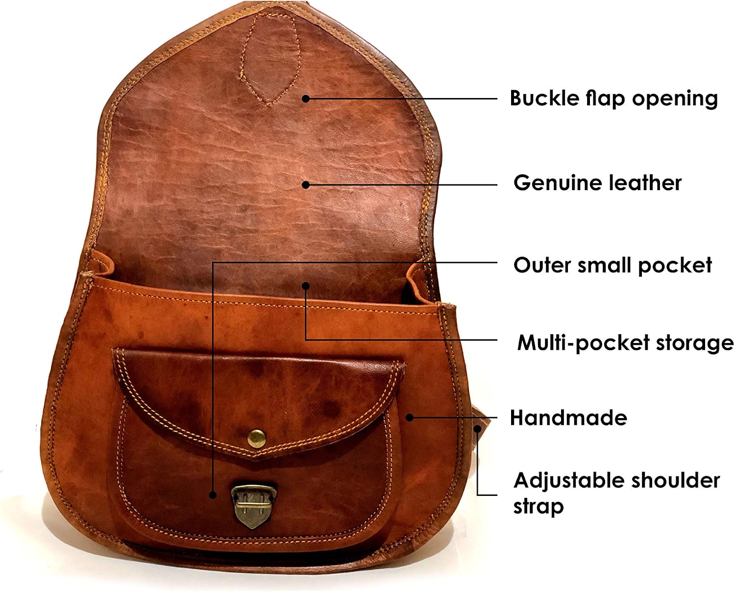 Firu-Handmade Women Vintage Style Genuine Brown Leather Crossbody Shoulder Bag Crossover Satchel ladies Purse Tote Handbags Travel - Image 5