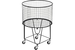 DECO 79 CosmoLiving by Cosmopolitan Metal Storage Cart Deep Set Rolling Mesh Laundry Basket , 18" x 18" x 24", Black