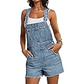 Qazel Vorrlon Denim Overall Shorts for Women Casual Summer Adjustable Strap Rompers with Pockets Bib Jeans Shortalls