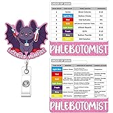 Phlebotomy Badge Reel and Order of Draw Badge Card, Cute Bat Retractable ID Holder and Buddy Card with Order of Draw Reference, Phlebotomist Work Accessories Gift