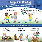 Charge into Reading Decodable Books (Stage 2): 5 Consonant Blends Decodable Readers to Help Kindergarten and First Grade Beginning Readers Learn to Read (One Blend Type Per Book)