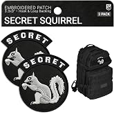 Bluyellow Secret Squirrel Hook and Loop Tactical Patch 2 Pack 3x3.3 in | embroidered patches for dog harness, backpack, vest, cap, intel humor for veterans, army, first responder gear