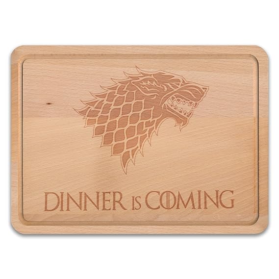 NERDO - Dinner is coming - Schneidebrett/Küchenbrett / Käsebrett/Holzbrett aus deutscher Buche (FSC-zertifiziert) als Geschen