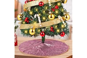 ShinyBeauty Mini Tree Skirt Sequin Christmas Tree Skirt Embroidered Sequin Tree Skirt Rose Pink 24Inch Christmas Tree Skirt 24 inch Small Christmas Tree Skirt Santa Christmas Decoration