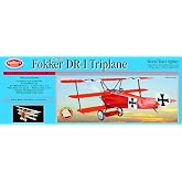 Guillow's Fokker DR1 Triplane Laser Cut Balsa Model Kit - 20 in Wingspan | WWI German Fighter Aircraft with Precision Parts, Scale Wheels and Decals Build for Static Display or Rubber Power Flight