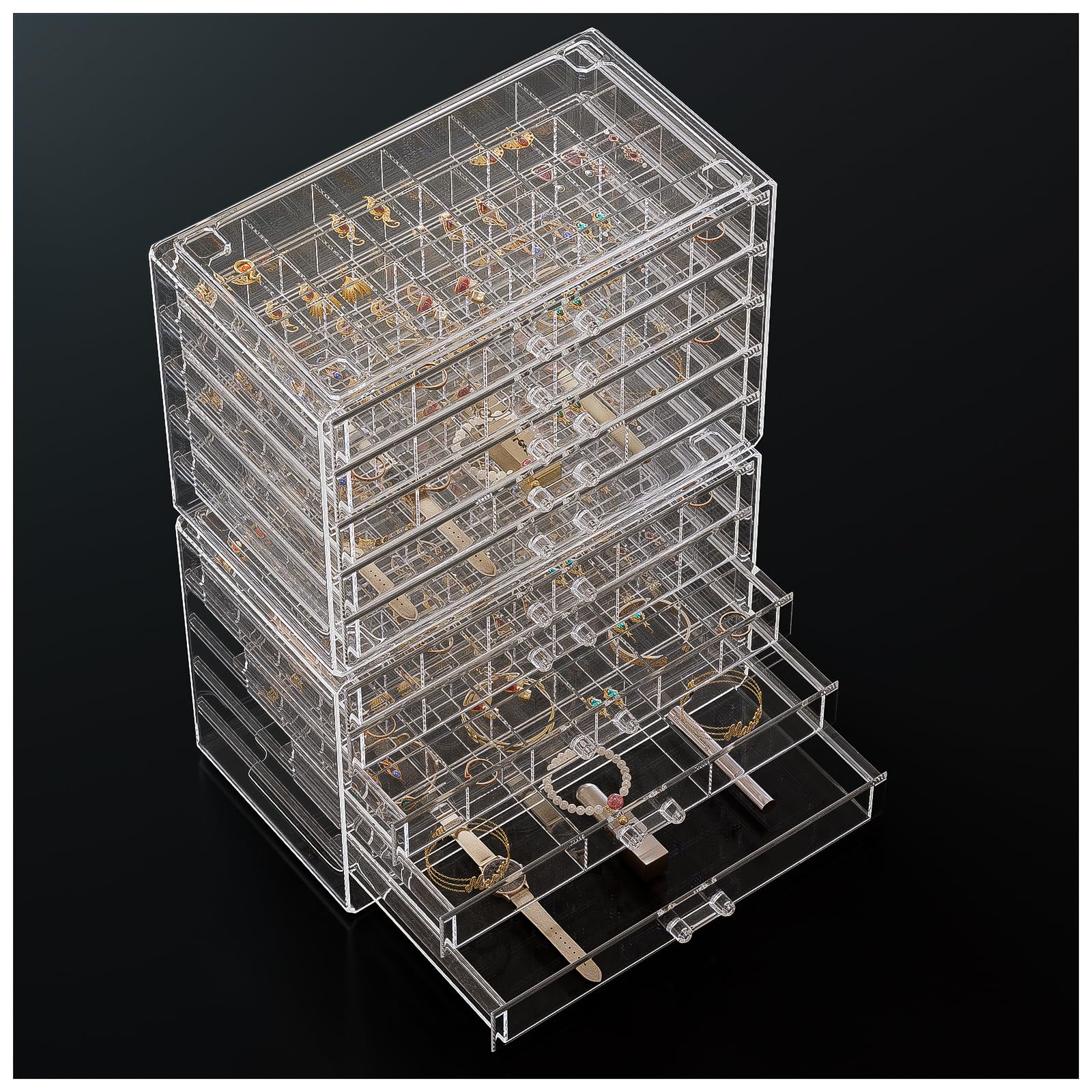 ProCase Acrylic Earrings Holder Organizer Box, Large Clear Earring ...