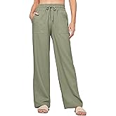 Willit Women Linen Pants Wide Leg Casual Palazzo Pants Cotton Linen Lounge Beach Summer Pants with Pockets 29"/31"/ 33"