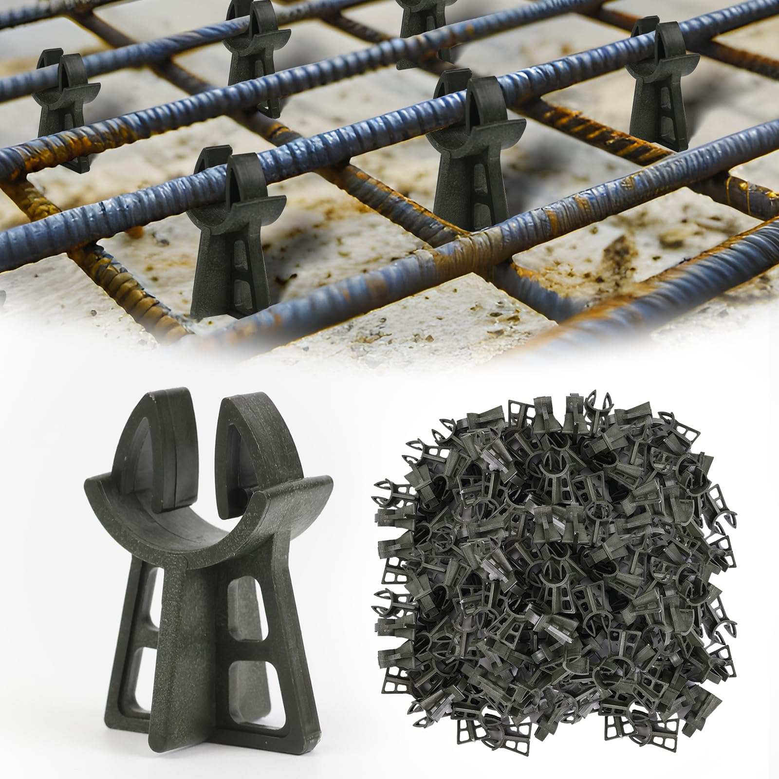 Strasee 100Pcs 1-3/16" Snap Rebar Chairs Plastic