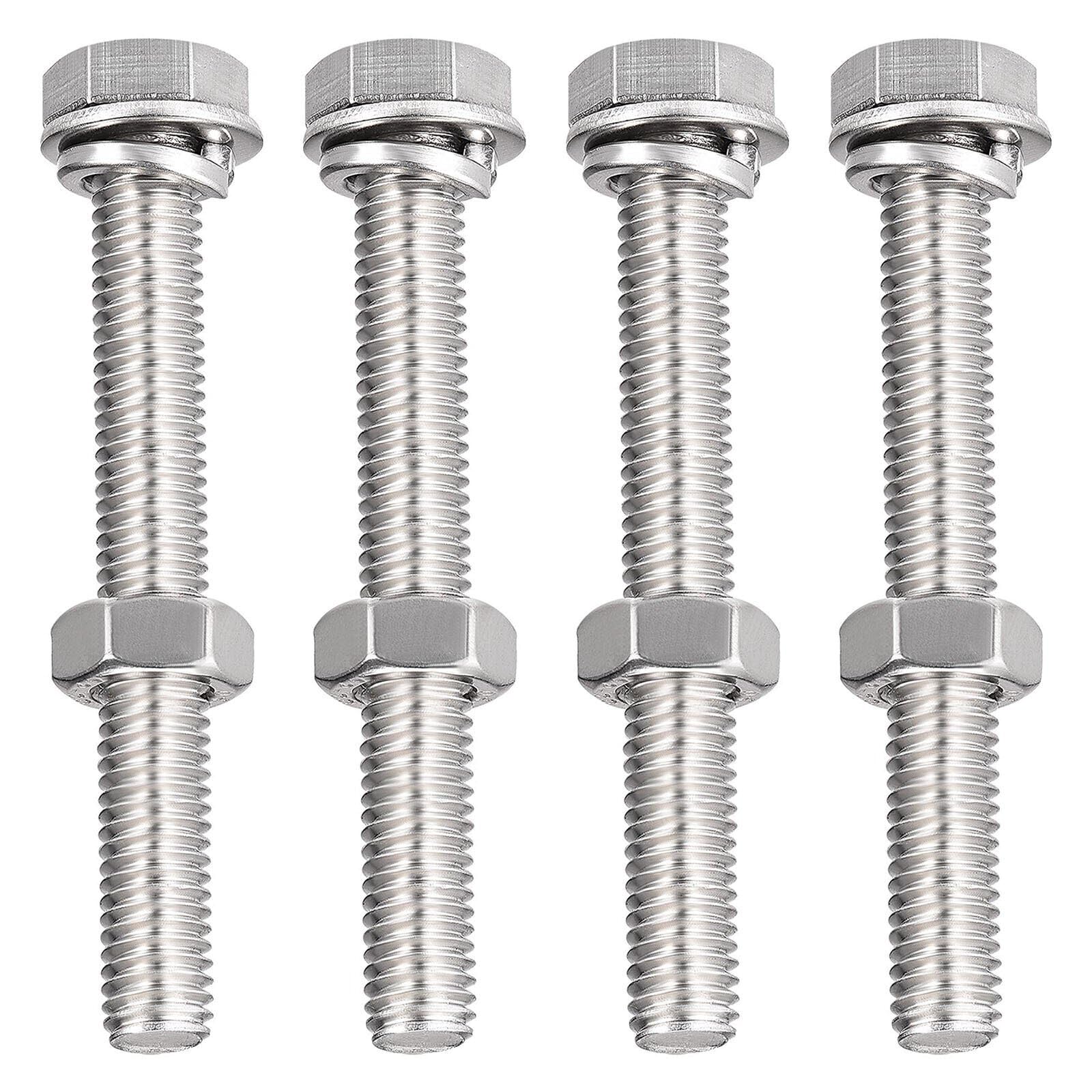 TA-VIGOR 4Pcs M8 x 60mm Hex Head Screws Bolts, Nuts, Flat & Lock Washers Kits, Fully Thread Hexagon Bolts, High Tensile Cap Screws for Metal Work, Automotive Machinery, Bike Motorcycles Repair