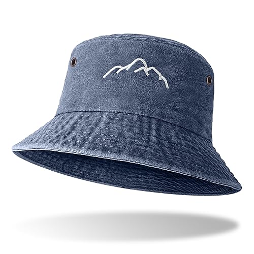 Women Bucket Hats Washed Cotton Packable Summer Travel Peak Beach Fishing Fisherman Sun Hat UK Navy