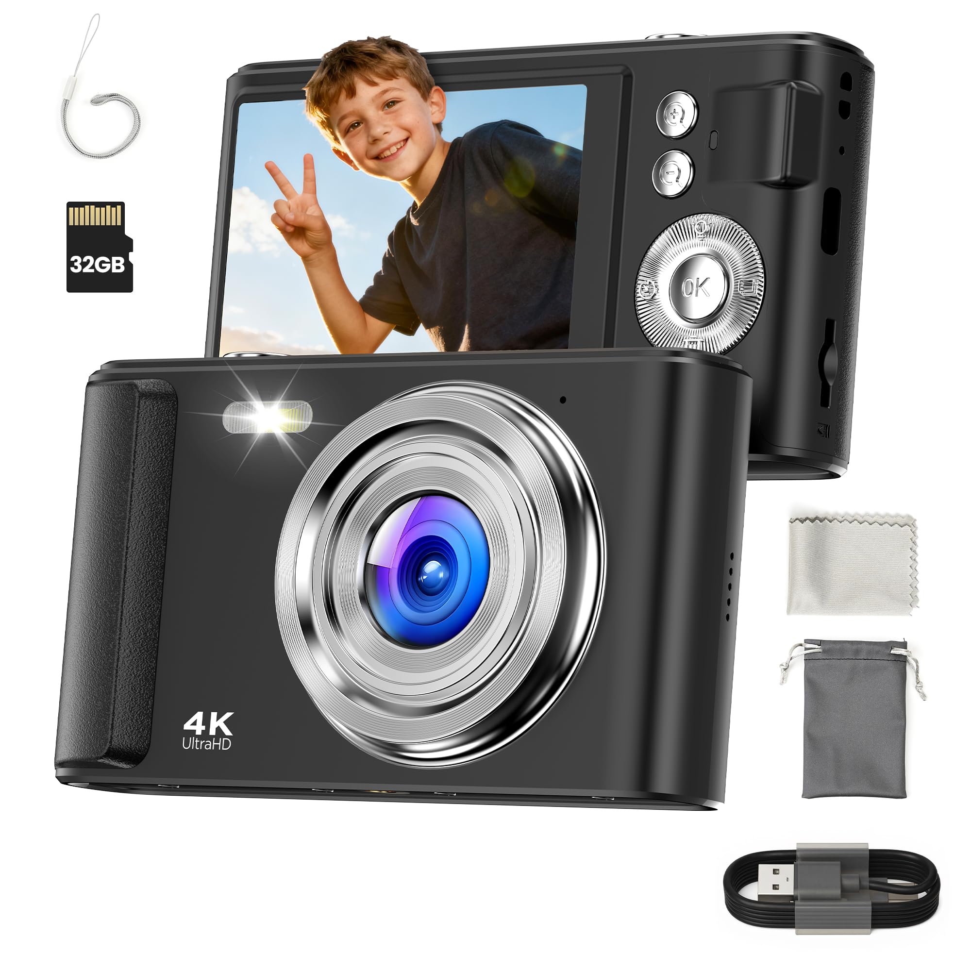 Photo 1 of Digital Camera 4K for Kids: 48MP Cameras for Teens Photography - Autofocus Photo Camera Gifts for Children Ages 5-18 - Compact Cámara for Beginner - Point and Shoot Digital Cameras with 32GB TF Card