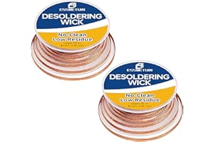 ESSMETUIN Essmtuin Solder Wick Braid 2x10Ft with Flux for Electronic, 2 Roll Desoldering Wick Braid Remover Solder, No-Clean Soldering Wick Used to Disassemble Electrical Components (WID 0.08in (2.0mm))
