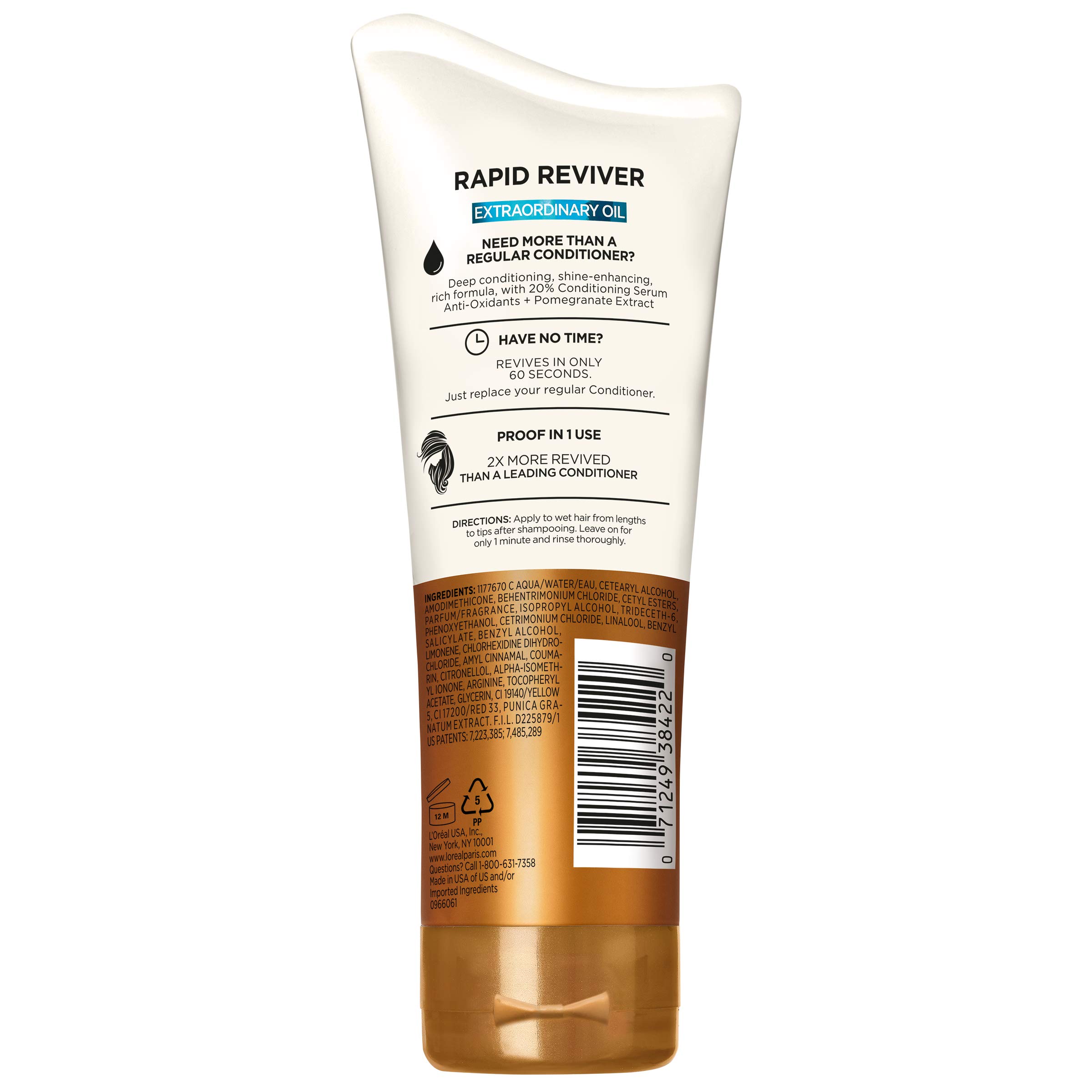 L'Oreal Paris Elvive Extraordinary Oil Rapid Reviver Deep Conditioner, Hydrates Dry Hair, No Leave-In Time, with Damage Repairing Serum and Hair Oil, 6 oz.