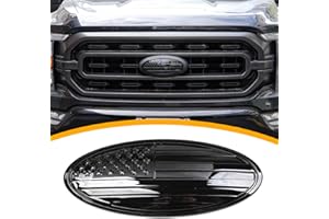 RERPRO 9.5" Front Grill Rear Tailgate Emblem Cover Trim Compatible with 2015-2024 Ford F150 Exterior Accessories Decor Overlay American Flag Oval Emblem Protector Decoration Decal 1 Pack