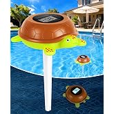 LuxBlue Turtle Floating Solar Pool Thermometer with String &amp; Backlit Screen | Ultra-precise Digital Pool Thermometer with &plusmn;1℉ Accuracy, IP68 Waterproof | Pool Temperature Guage for Hot Tub, Spa, Pond