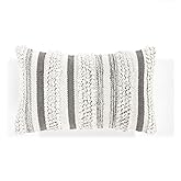 Lush Decor Bria Stripe Decorative Throw Pillow Cover, 20" W x 13" L, Gray - Rectangle Pillow Cover - Throw Pillows For Bed, Couch, Or Chair
